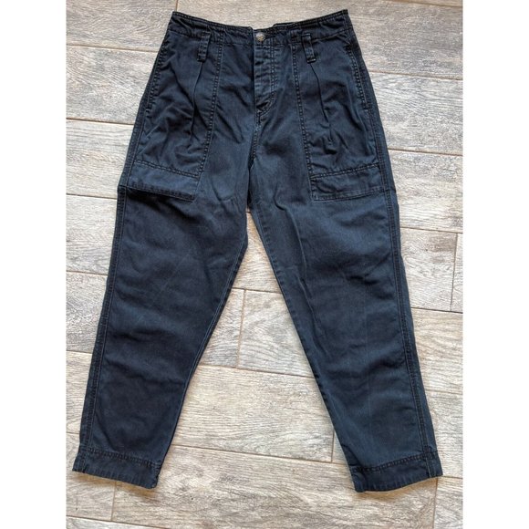 Free People Pleated Jeans Trouser Pant Washed Black Button‎ Fly size 4 Black - Picture 1 of 7